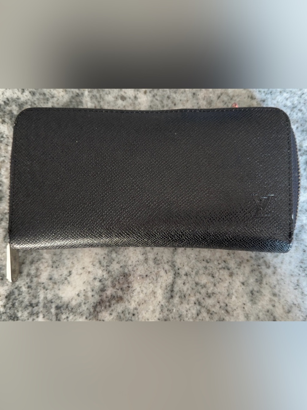 Louis Vuitton Black Leather Zip Wallet